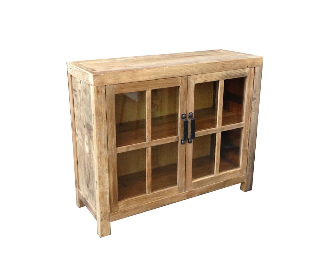 Recycled Elm Buffet - 2 Glass Doors
