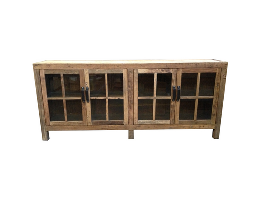 Recycled Elm Buffet - 4 Glass Doors