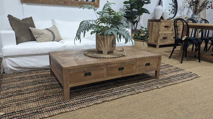 Recycled Elm Coffee Table - 6 Drawers